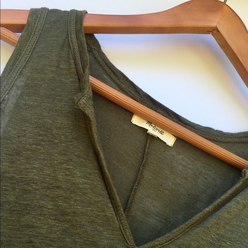 Madewell Olive Notch-Neck Linen Tank - Picture 2 of 5